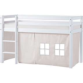 Spiloppe halvhøj seng 70x160 cm - hvid og beige