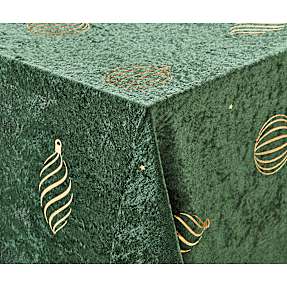 Velour dug - grøn m. julekugler