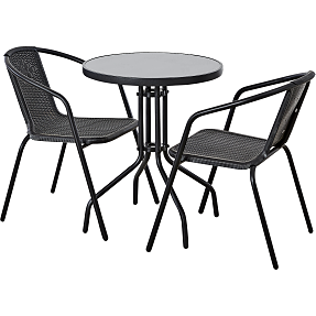 Brighton cafesæt med 2 Brighton stole Ø60 cm - sort