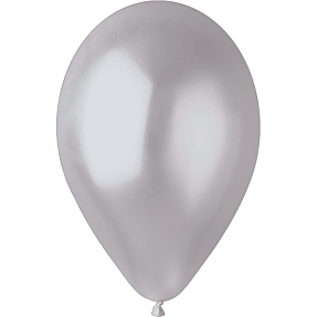 Latexballoner 30 cm 6-pak -  metallic sølvfarvet