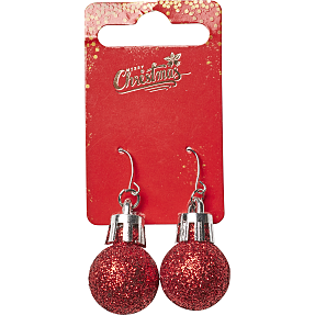 CBYH dame jule øreringe med julekugler - rød