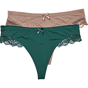 VRS dame 2-pak g-streng str. 4XL - grøn/brun