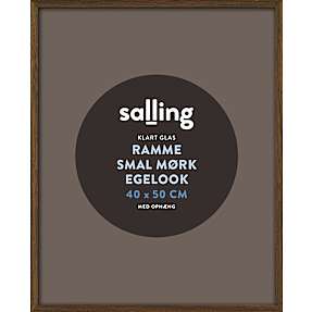 Ramme i mørk egetræslook m. glas - 40x50 cm