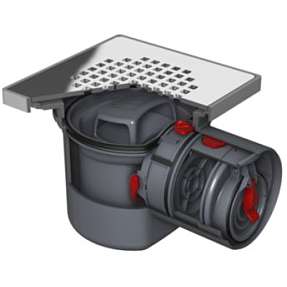 ACO Junior kælderafløb med hv.lukke 110 mm med 2 klapper og rustfri rist