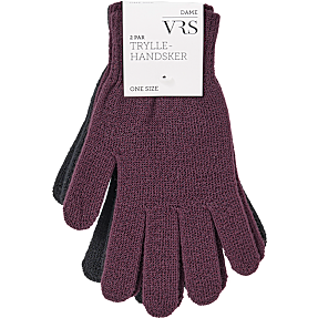 VRS dame 2-pak tryllehandsker str. onesize - sort/bordeaux