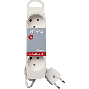 Elworks stikdåse med 3 udtag - hvid