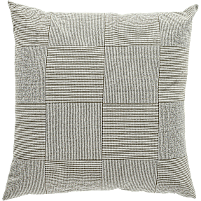 Salling pyntepude i bomuldsbetræk - sandfarvet vævet tern