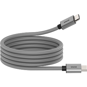 Sinox magnet kabel 1 meter - lys grå