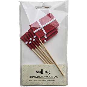 Salling genanvendelige kageflag H: 13 cm 6-pak - Dannebrog