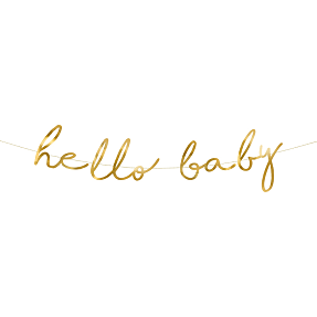 Banner "Hello baby" 18 x 70 cm - guldfarvet