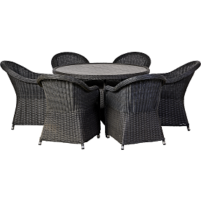 Albany bord med 6 stole - Sort