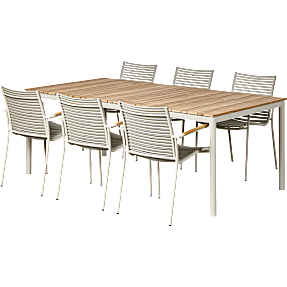 Mood havemøbelsæt med 6 Mood compact stole - Sandy grey