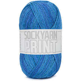 BUMBO Uldblanding Strømpegarn print - Mørk blå 197