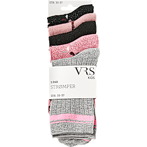 VRS børne 5-pak glimmerstrømper str. 26/30 - multifarvet