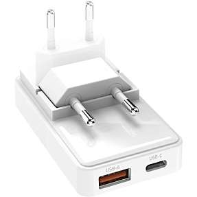 SBS vinklet flexi oplader 20 W - hvid