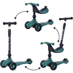 My Hood Kick'n'Ride løbecykel/hjul - mørkegrøn