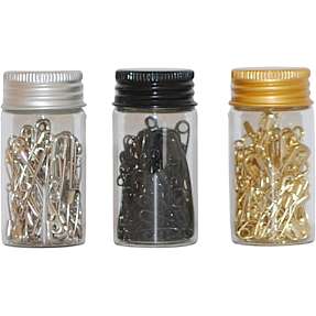 Sikkerhedsnåle 50 sk. i glasdåse – flere varianter – assorteret