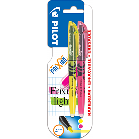Pilot sletbar overstregningspen 2-pak - gul/pink