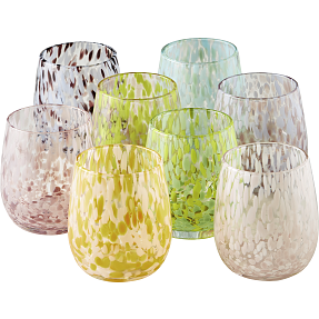 Glas med farvede prikker – assorteret