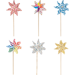 Mellem mønstret vindmølle H: 48 cm - flere varianter - assorteret