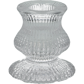 Lysestage rillet 6 cm - klar