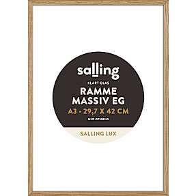 Ramme i massiv eg m. glas - 29,7x42 cm