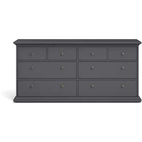 Paris kommode med 8 skuffer - mat grå