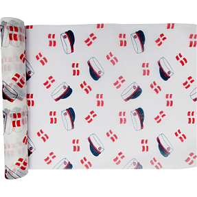 Studenter bordløber m. huer og flag 4 m x 28 cm - rød