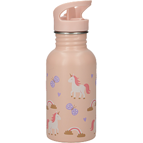 Drikkeflaske i stål 450 ml - enhjørningemotiv