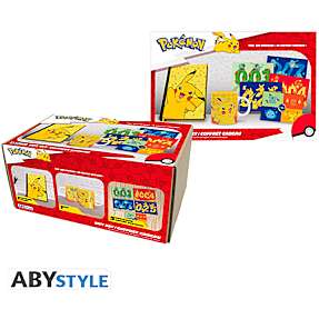 Pokémon sæt med notesbog, krus og postkort