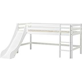 Hoppekids ECO Dream halvhøj seng med rutsjebane 90x200 cm - hvid