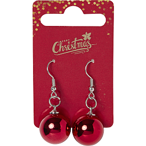 CBYH dame jule øreringe med julekugle  - rød