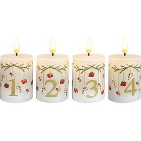 LED adventslys m. fjernbetjening 5x7,5 cm 4-pak - hvid