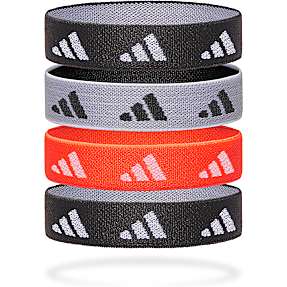 Adidas hårelastikker 4-pak - sort, grå og rød
