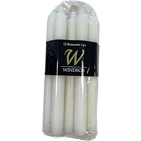 Windsor Romantic stagelys 2,2x24 cm 12-pak - hvid