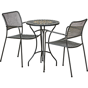 Gijon cafebord med 2 kildebo stole - grå