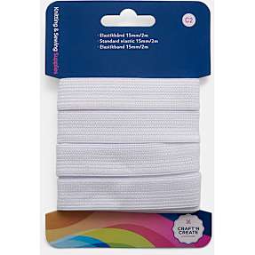 CraftnCreate elastikbånd 15 mm - hvid