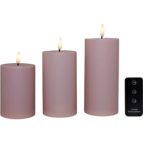 Windsor bloklys med LED 3-pak - rosa
