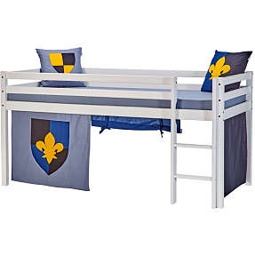 Spiloppe halvhøj seng 90x200 cm - hvid og blå