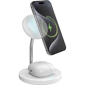 SBS 2-i-1 magnetisk opladestation - hvid