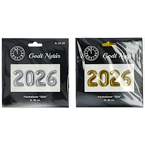 Folieballoner "2026" 40 cm - flere varianter - assorteret