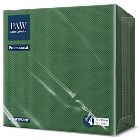 Paw ensfarvede servietter 38x38 cm 50-pak - flaskegrøn