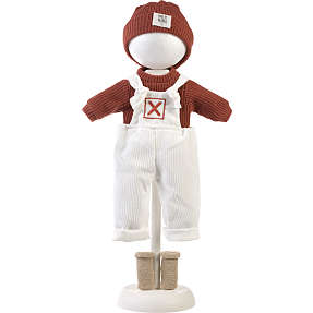 Llorens dukketøj - hvid overall og rød bluse