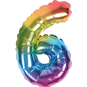 Salling tal folieballon nr. 6, H: 35 cm - rainbow
