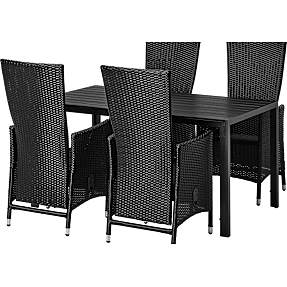 Carlton bord med 4 Wells stole - sort