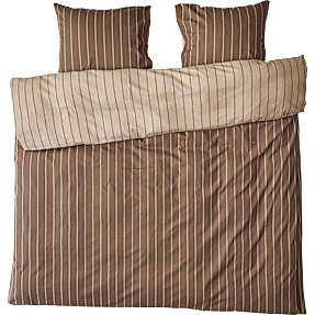 Salling sengetøj 200x220 cm - strib beige og brun