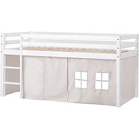 Spiloppe halvhøj seng 90x200 cm  - hvid og beige