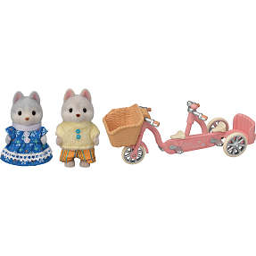 Sylvanian Families husky søskende tandemcykel legesæt