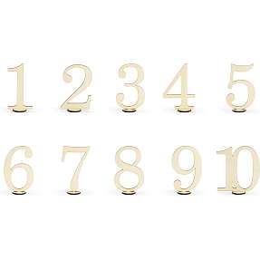 Træ bordnumre 10,5 cm 10-pak