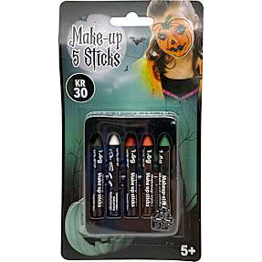 Halloweeen grease make-up 5 sticks - multifarvet